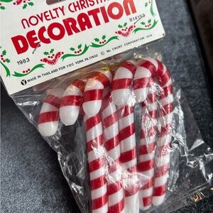 Vintage McCrory Corp • 1983 5 Piece Candy Cane Ornaments • Original Packaging